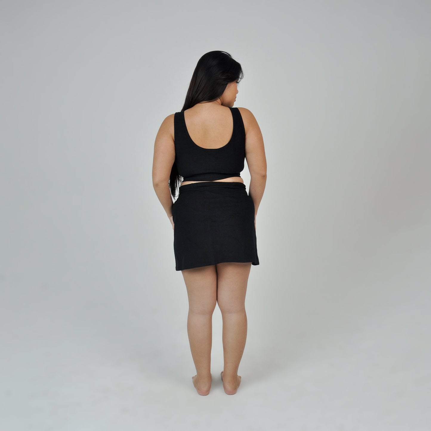 TERRY WRAP SKIRT - BLACK
