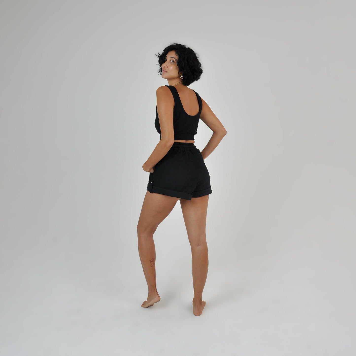 TERRY BRA TOP - BLACK