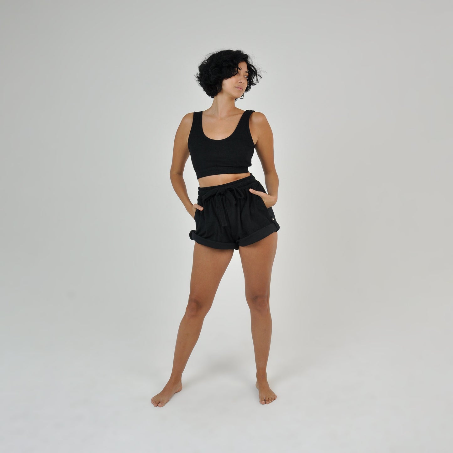 TERRY BRA TOP - BLACK