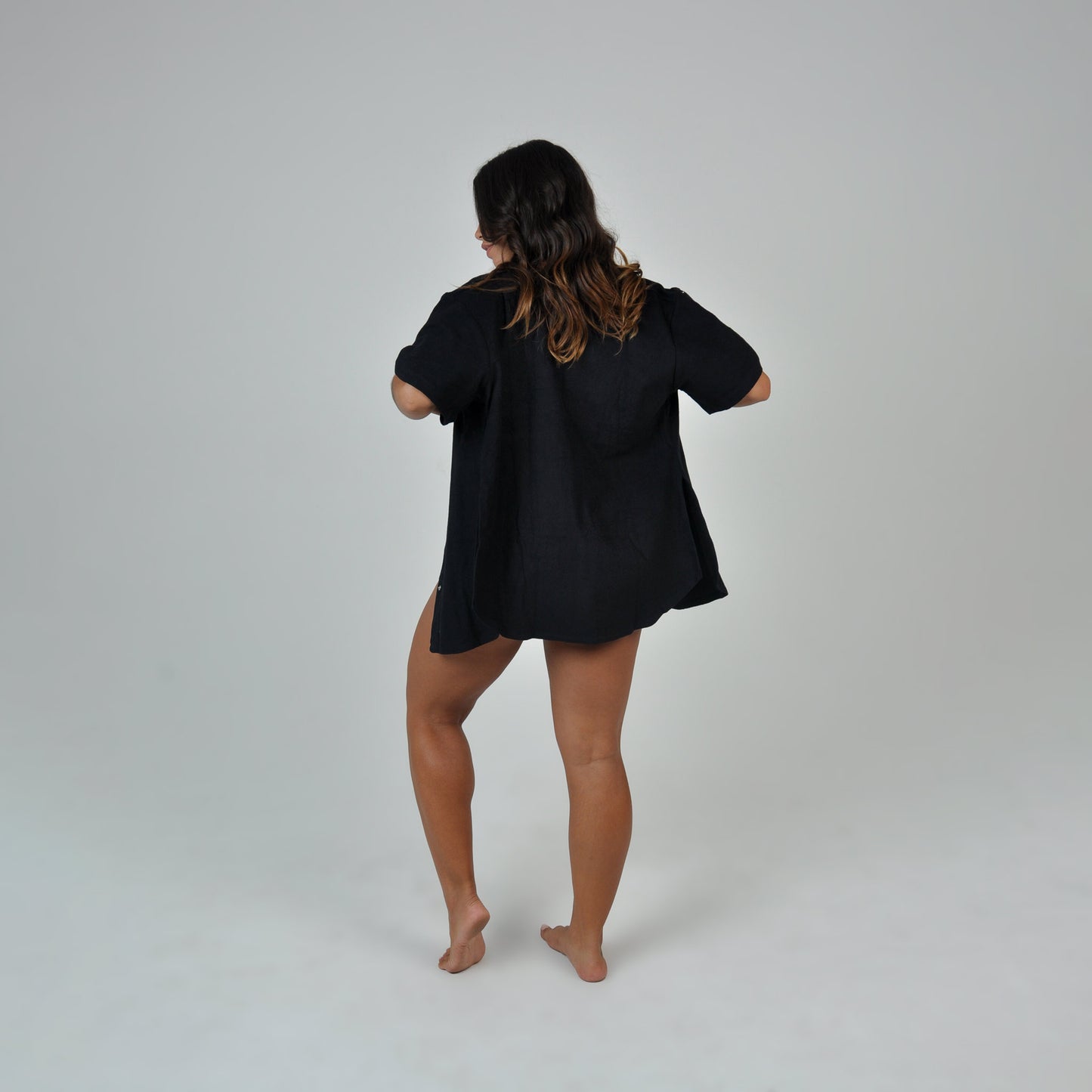 TERRY BASEBALL SHIRT - BLACK