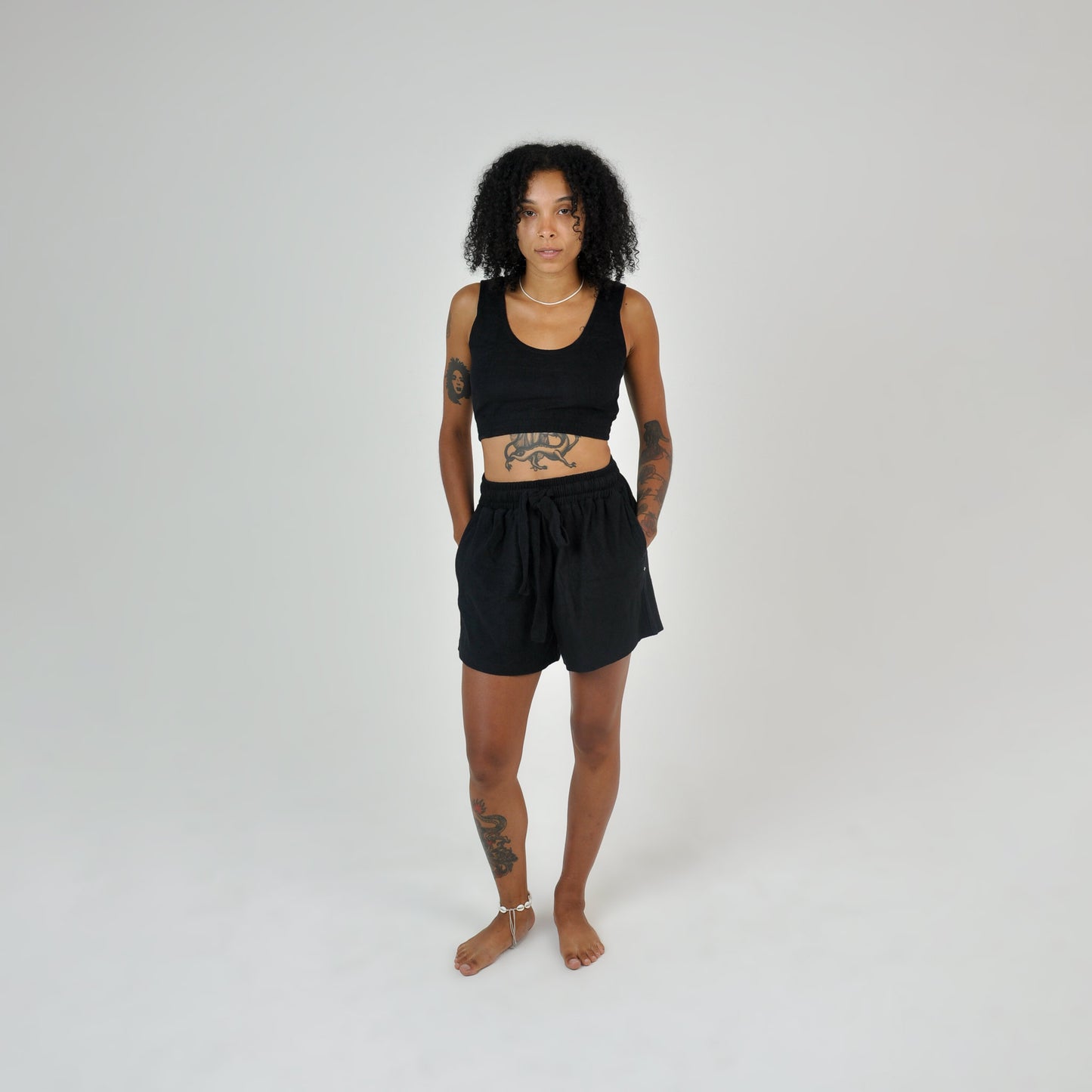 TERRY BRA TOP - BLACK