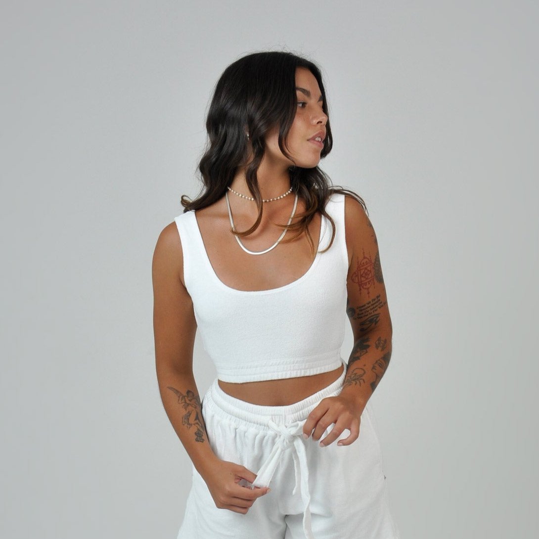 TERRY BRA TOP - WHITE