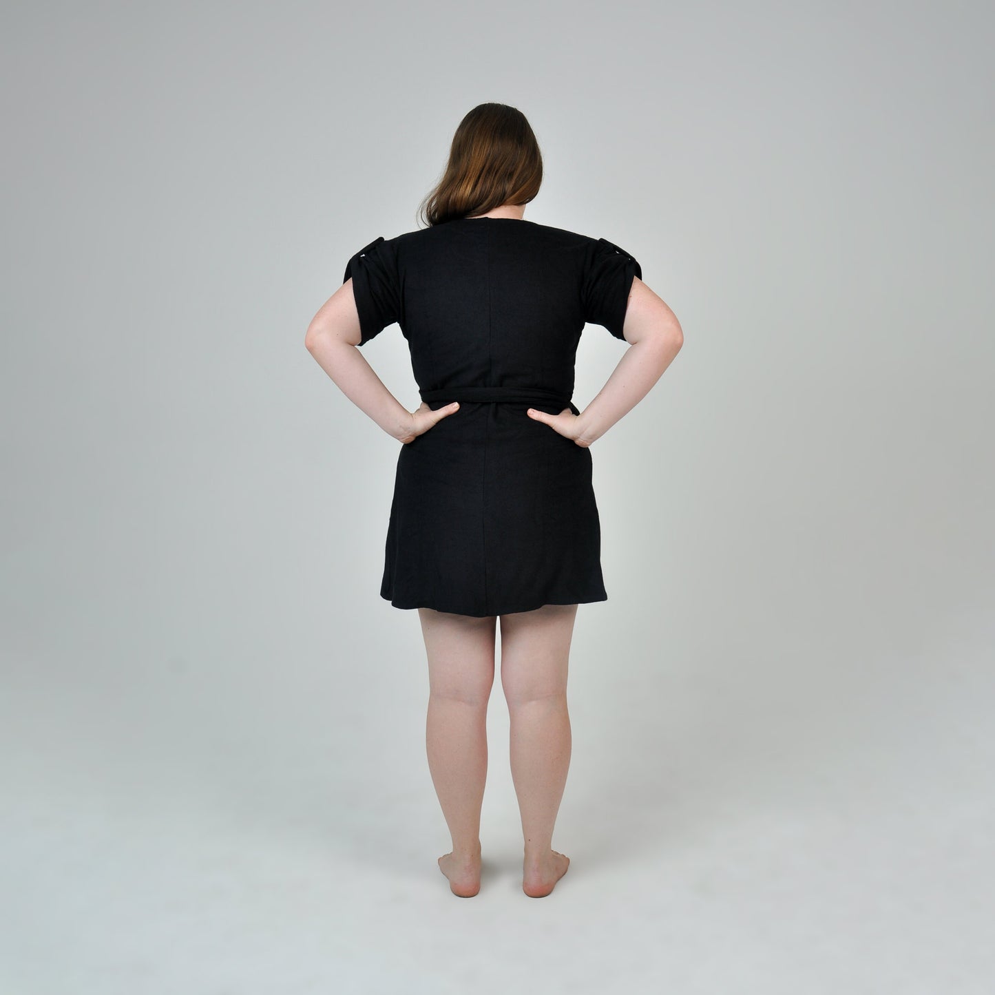 TERRY WRAP DRESS - BLACK