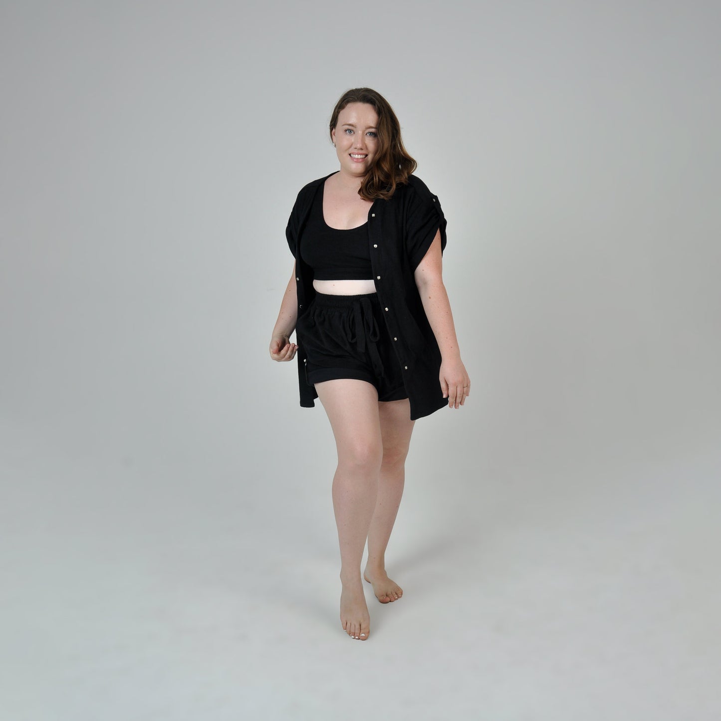 TERRY BASEBALL SHIRT - BLACK