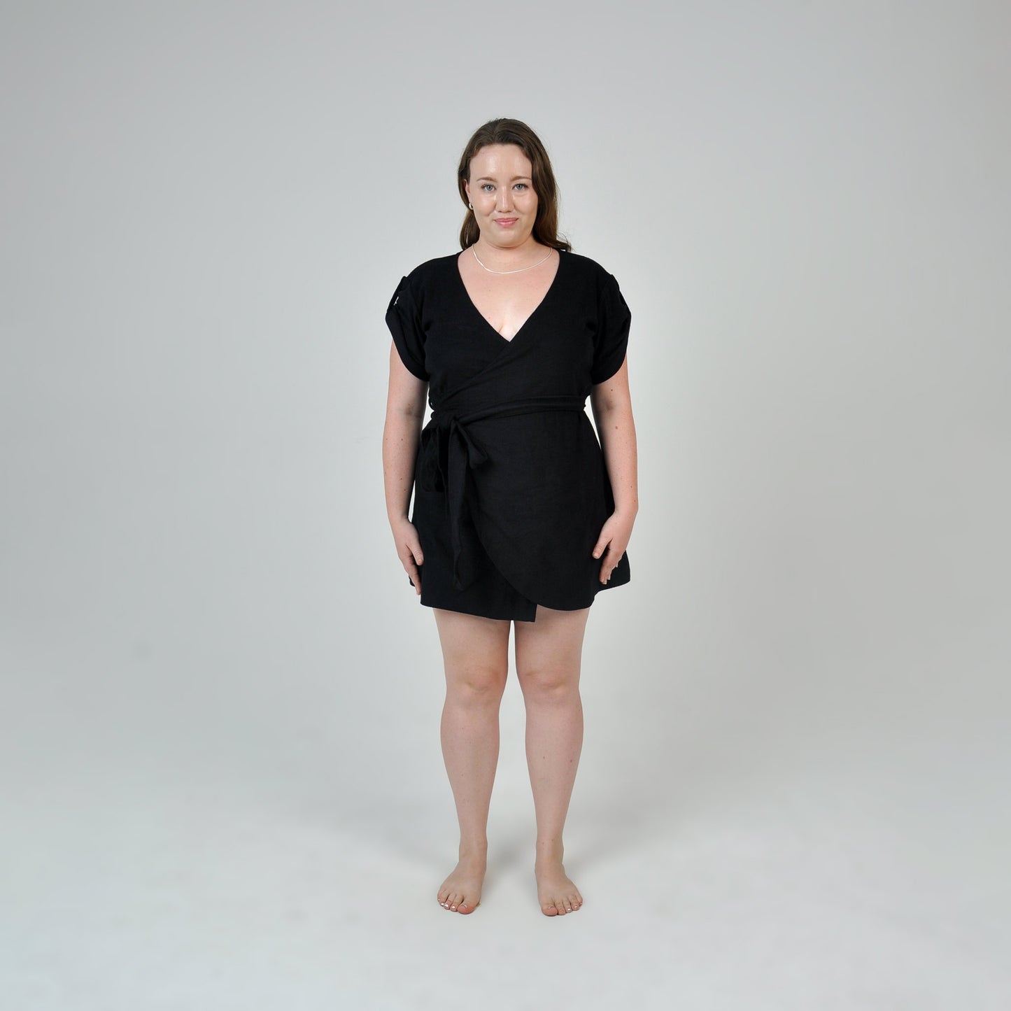 TERRY WRAP DRESS - BLACK