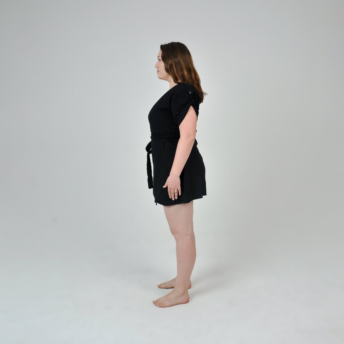 TERRY WRAP DRESS - BLACK