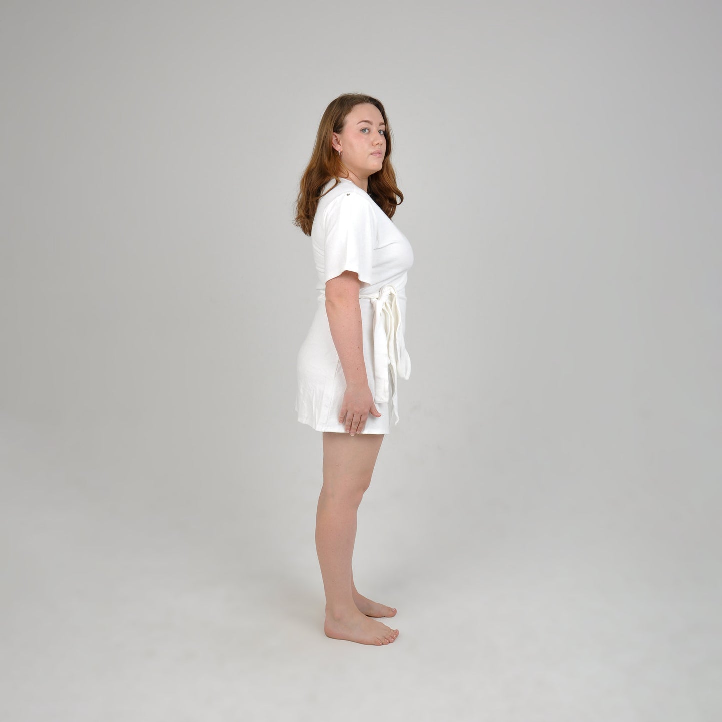 TERRY WRAP DRESS - WHITE