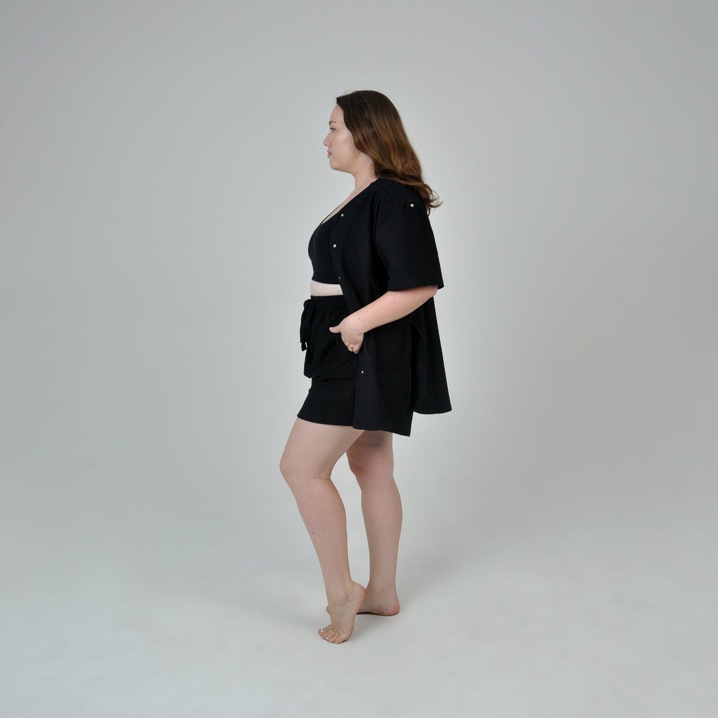 TERRY BASEBALL SHIRT - BLACK