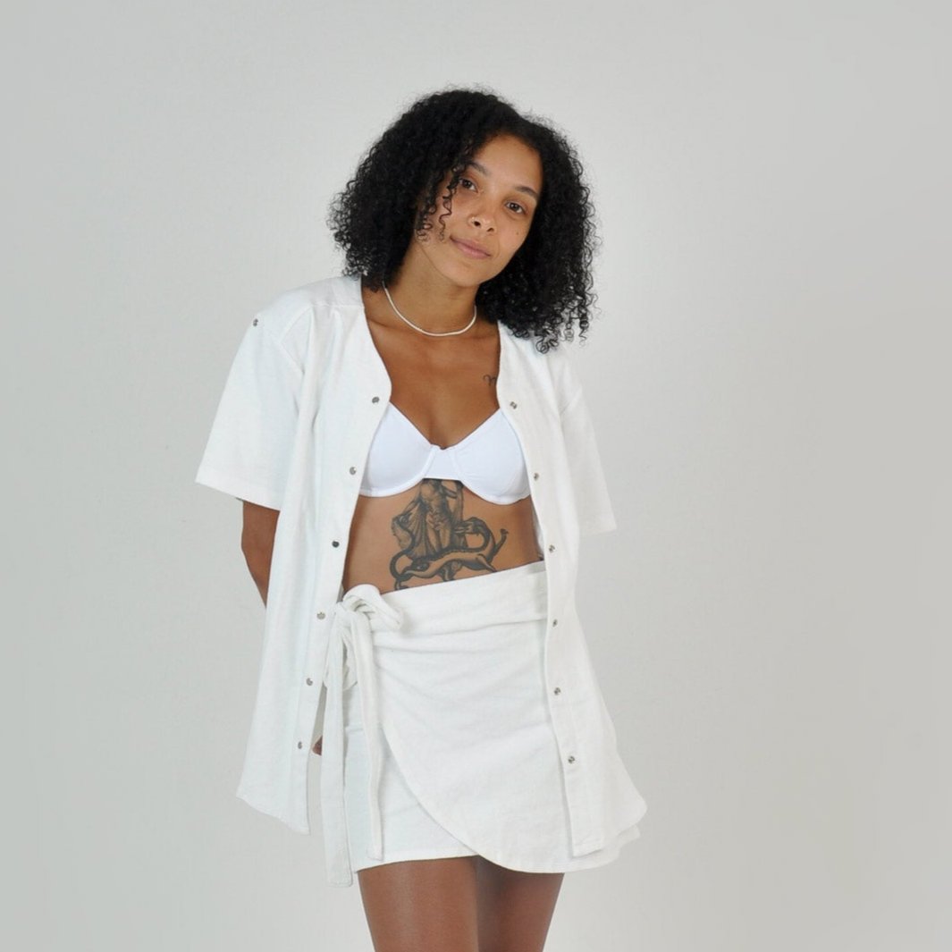 TERRY BASEBALL SHIRT - WHITE