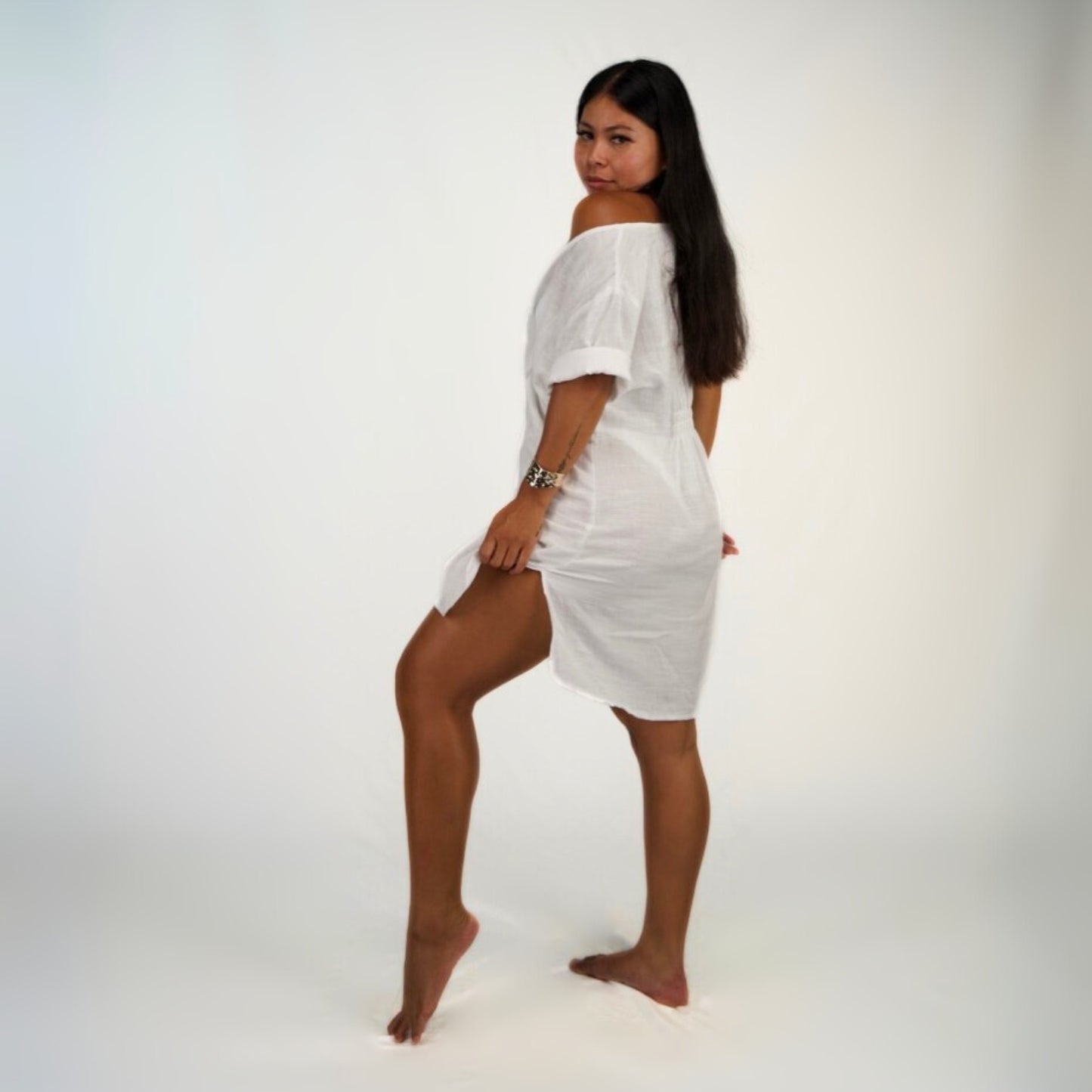 COTTON COVER-UP DRESS - WHITE
