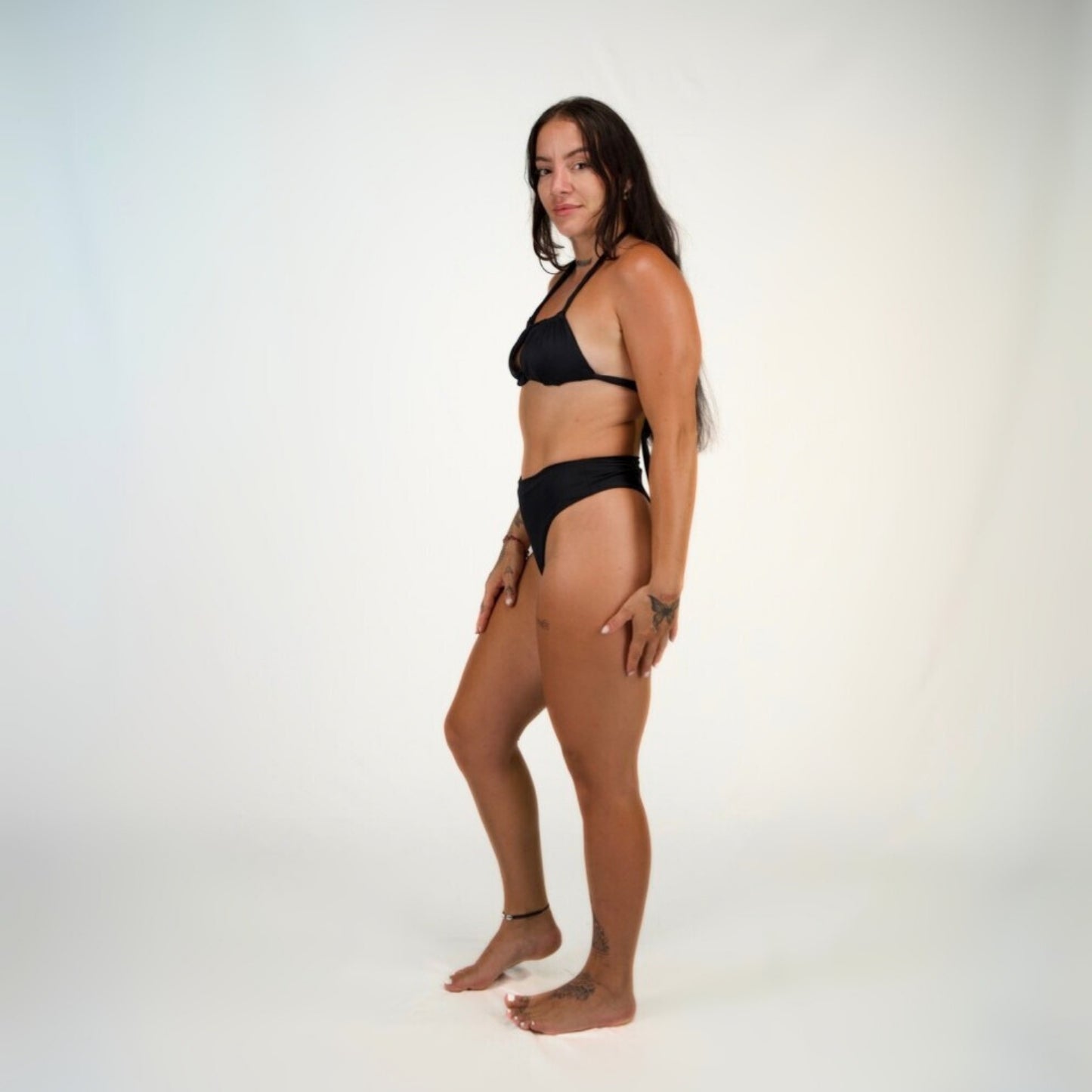 HALEY HIGH-RISE THONG BOTTOM - BLACK