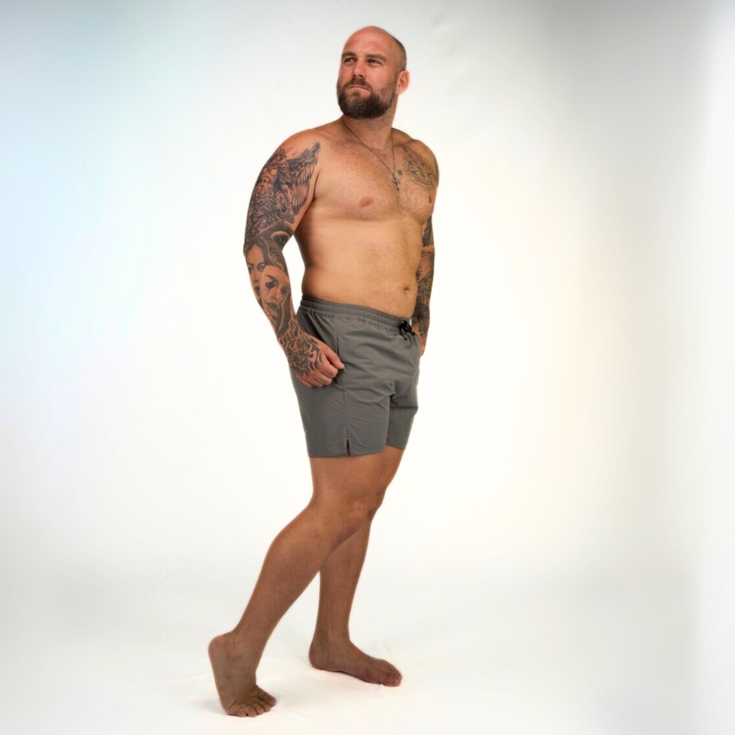 DAVID 4" SWIM SHORTS - GREY