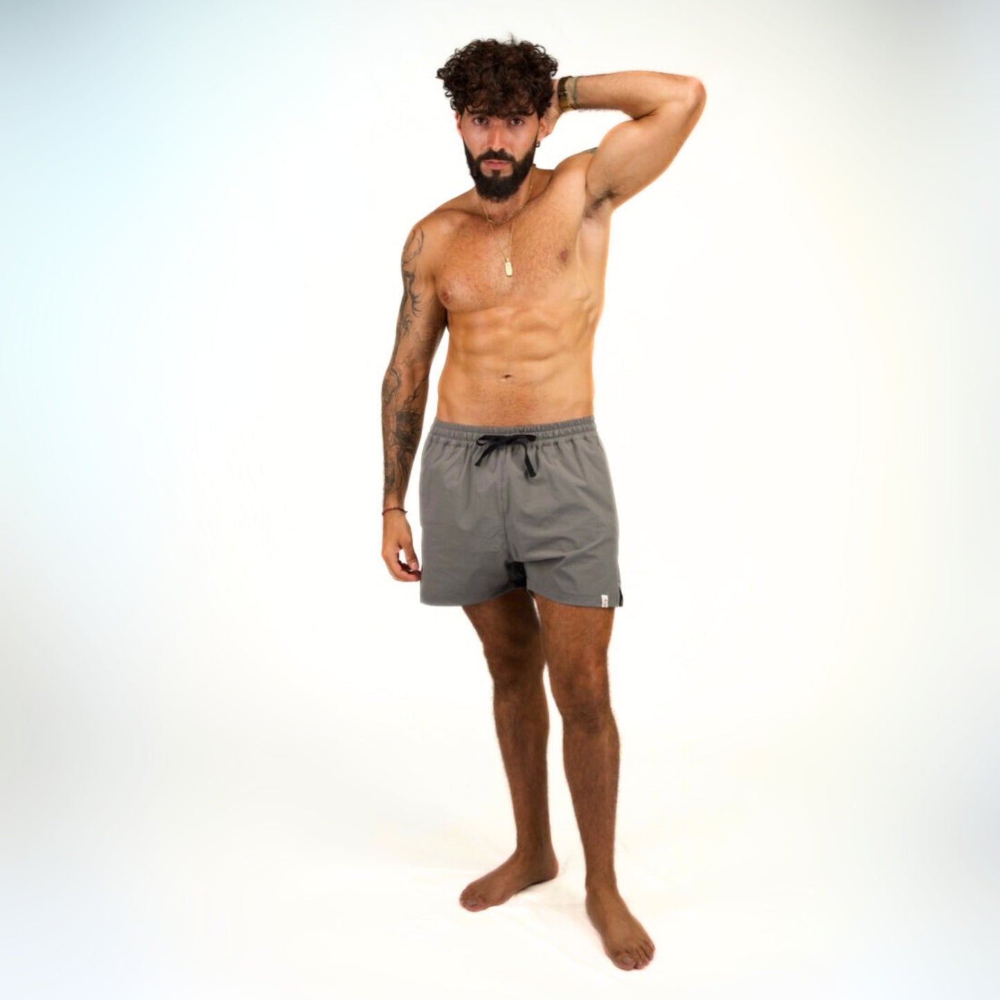 DAVID 4" SWIM SHORTS - GREY