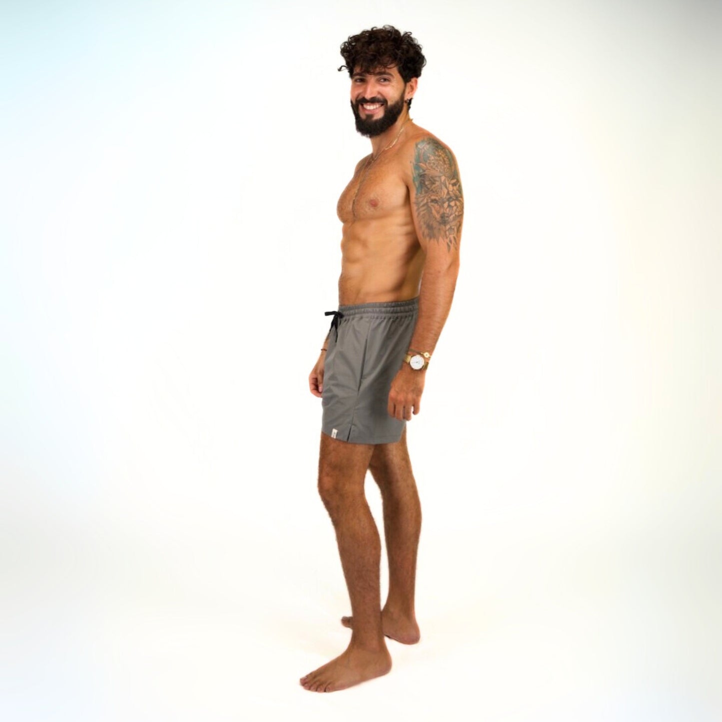 DAVID 4" SWIM SHORTS - GREY