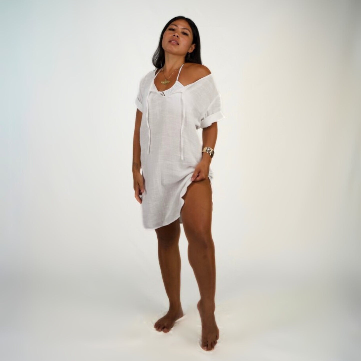 COTTON COVER-UP DRESS - WHITE