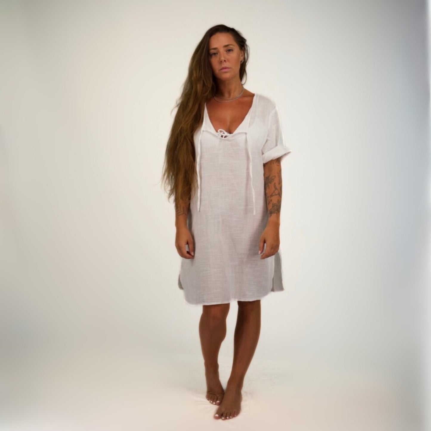 COTTON COVER-UP DRESS - WHITE