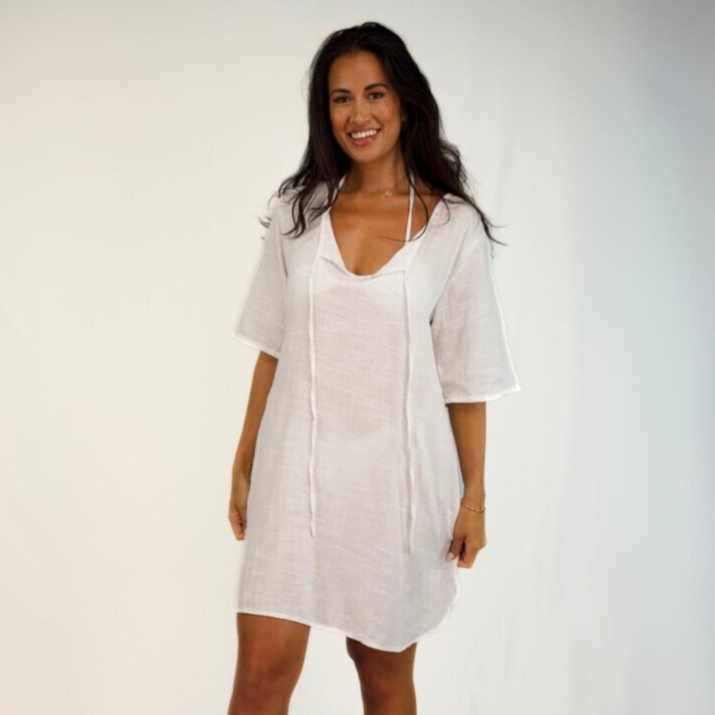 COTTON COVER-UP DRESS - WHITE