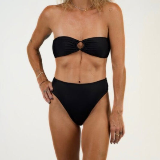 HALEY HIGH-RISE THONG BOTTOM - BLACK